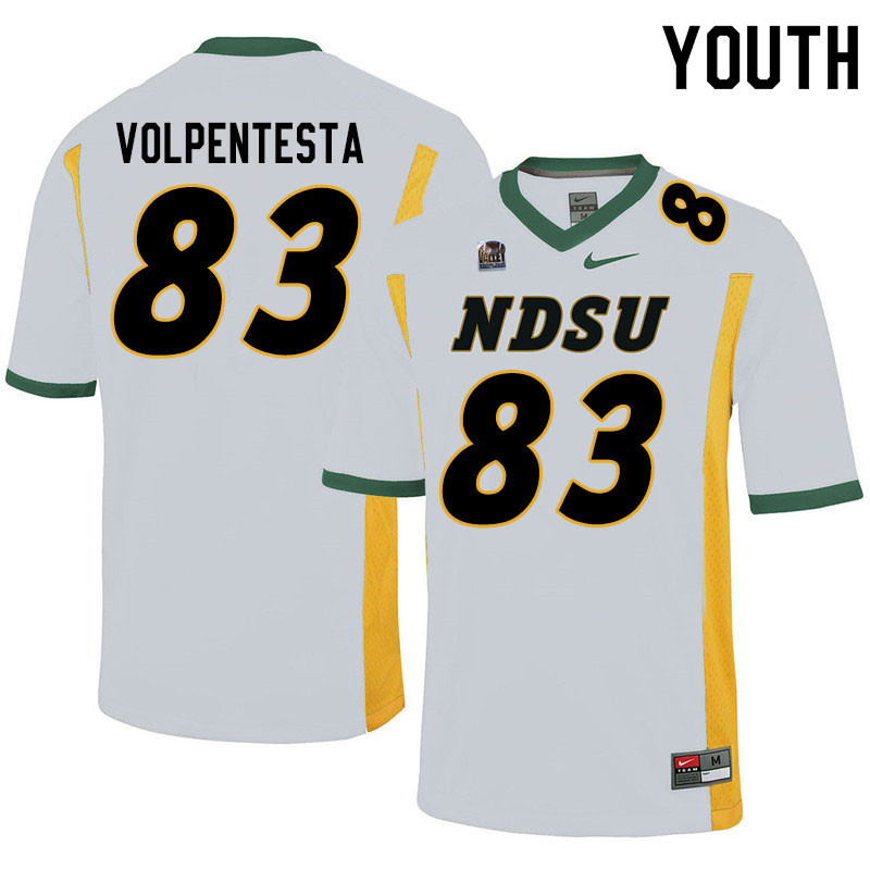 Youth #83 Giancarlo Volpentesta North Dakota State Bison College Football Jerseys Sale-White - Click Image to Close